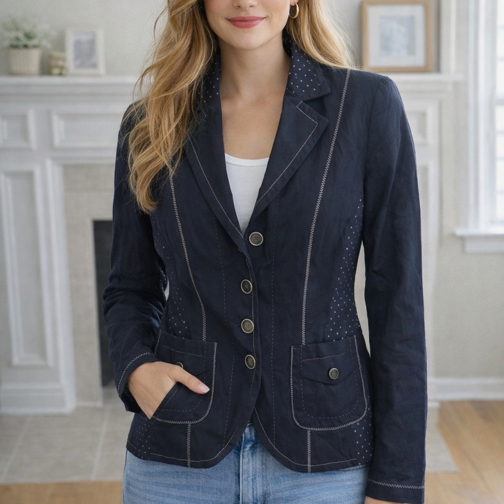 Gerry Weber Women's Navy Blazer with Stitch Detail